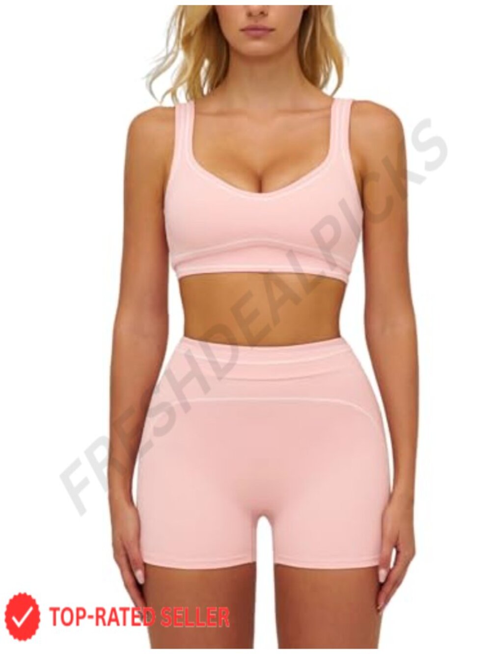 Women's 2 Piece Workout Set Polyamide Elastane U Back Sports Bra & Shorts